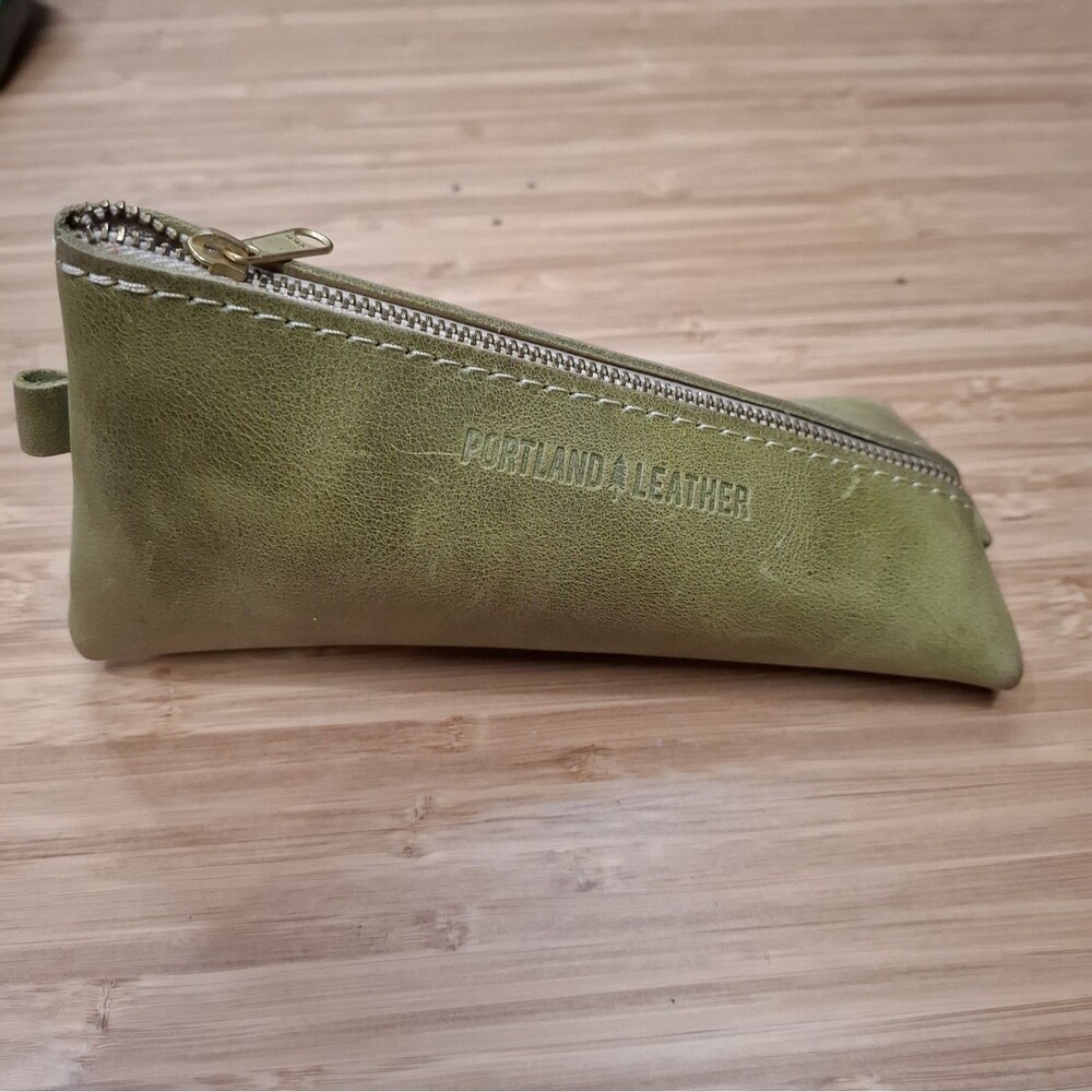 Portland Leather Goods Canoe Pencil Case Pen Zipper Pouch Laurel Reef Green